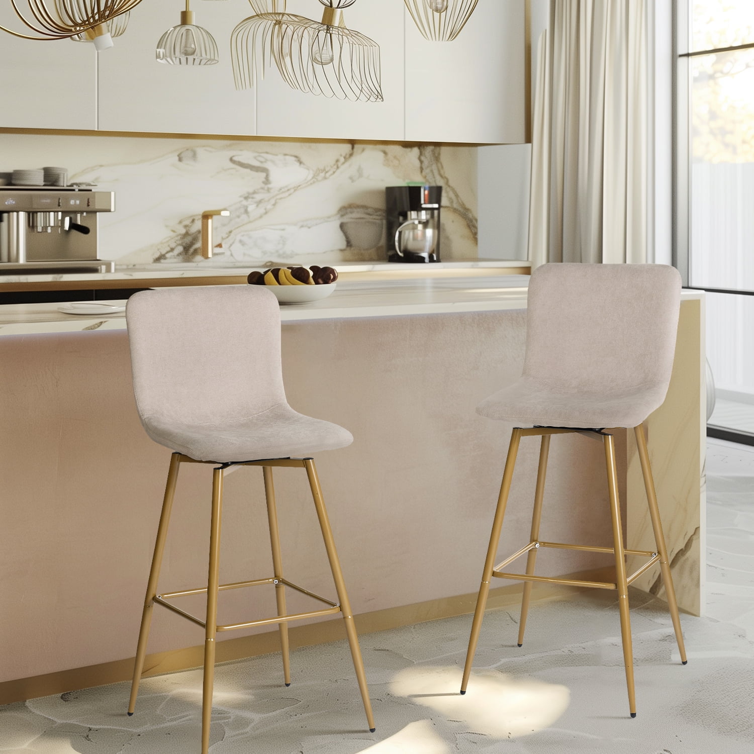 Homy Casa Modern Swivel Bar Stools, 30inch Height Upholstery Barstools