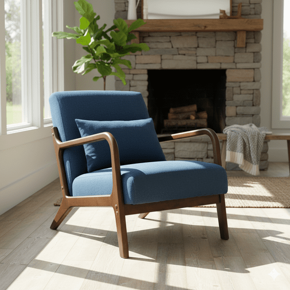 Homy Casa Modern Upholstered Armchair with Solid Wood, Accent Lounge Chair for Living Room, Balcony