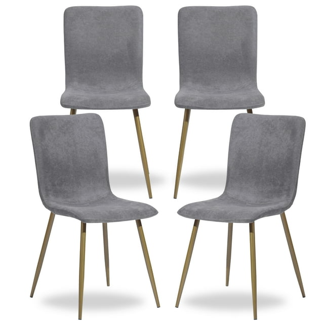 Homy Casa Modern Velvet Dining Chairs Set of 4 - Comfortable Faux Upholstery with Metal Legs, Dark Gray