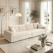 Homy Casa 102.4 Modular Corduroy Sofa, 4-Seat Deep Cloud Couch with Convertible Chaise, Beige