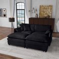 thumbnail image 1 of Homy Casa Modular Deep Seat Sectional Sofa with Ottomans & Pillows, Black Loveseat for Living Room & Apartment, 1 of 9