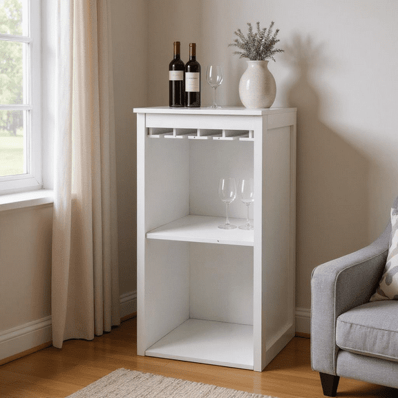 Homy Casa Modular Wine Cabinet with Glass Holder for Home Bar & Dining Room, White