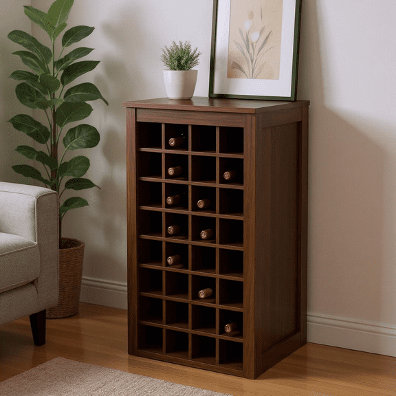 Homy Casa Modular Wine Storage Cabinet for Dining Room and Living Room Display, Walnut