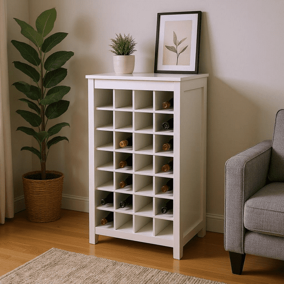 Homy Casa Modular Wine Storage Cabinet for Dining Room and Living Room Display, White