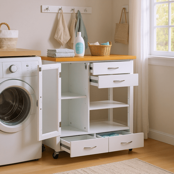 Homy Casa Multi-Purpose Rolling Utility Cart with Drawers, Adjustable Shelf, and Side Storage Rack