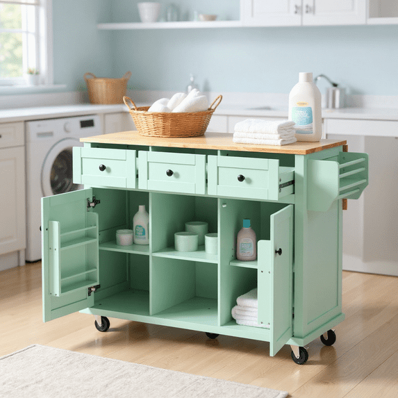 Homy Casa Multi-Purpose Rolling Utility Cart with Drop-Leaf Tabletop, Adjustable Storage Racks, and Wheels