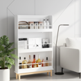 thumbnail image 1 of Homy Casa Narrow Storage Cabinet, Slim Book Display Shelf, for Living Room, Kitchen, White, 1 of 8