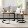thumbnail image 1 of Homy Casa Nesting Coffee Table Set, Round Living Room Small Space Tables with Wood Top, Brown, 1 of 6