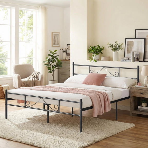 Homy Casa New York Manhattan Industrial Metal Bed Frame 198x142x88.5cm Black