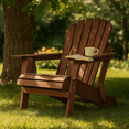 thumbnail image 1 of Homy Casa Outdoor Folding Adirondack Chair, Wooden Patio Chair for Backyard & Porch, Brown, 1 of 10