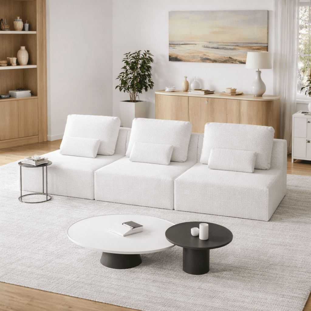 Homy Casa Oversized Boucle Modular Sectional Sofa, Luxury Foam-Filled Floor Couch
