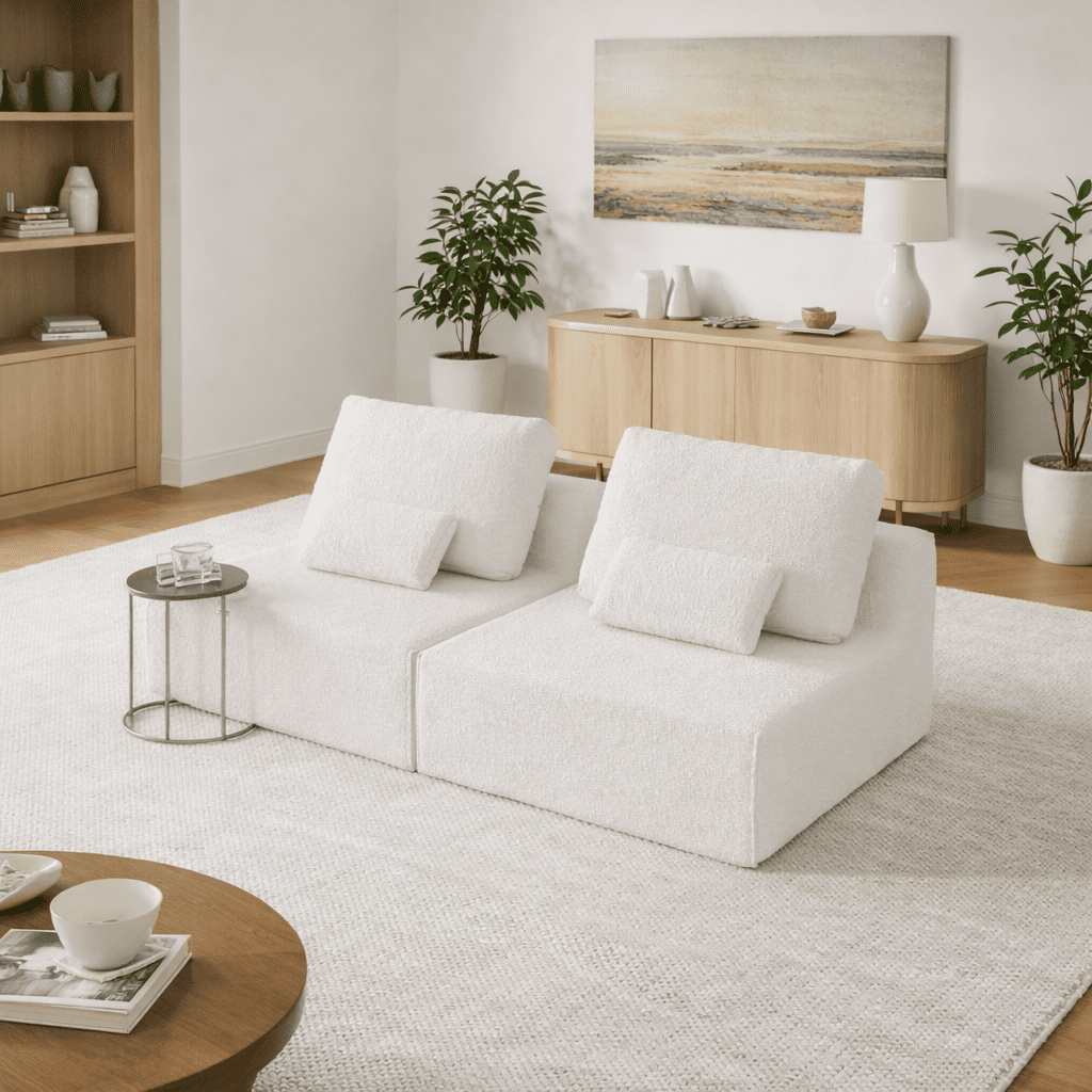 Homy Casa Oversized Boucle Modular Sectional Sofa, Luxury Foam-Filled Floor Couch