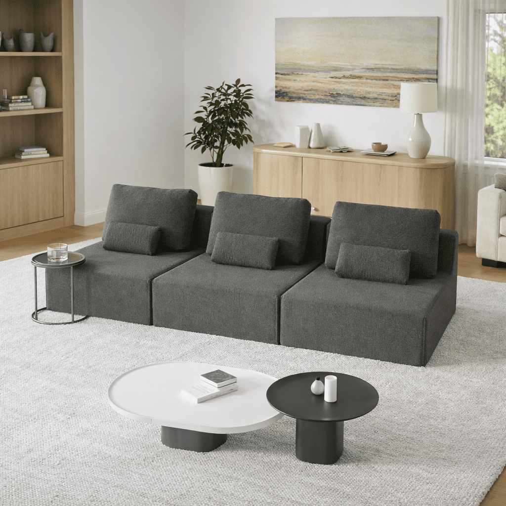 Homy Casa Oversized Boucle Modular Sectional Sofa, Luxury Foam-Filled Floor Couch