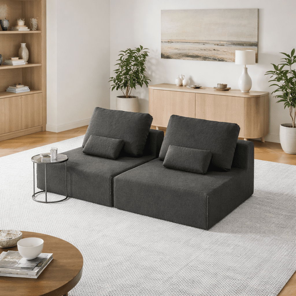 Homy Casa Oversized Boucle Modular Sectional Sofa, Luxury Foam-Filled Floor Couch