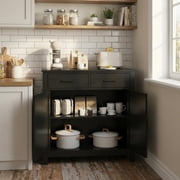 Homy Casa 31.5 Pantry Storage Cabinet Drawers and Doors, Adjustable Shelf, Kitchen Sideboard Buffet