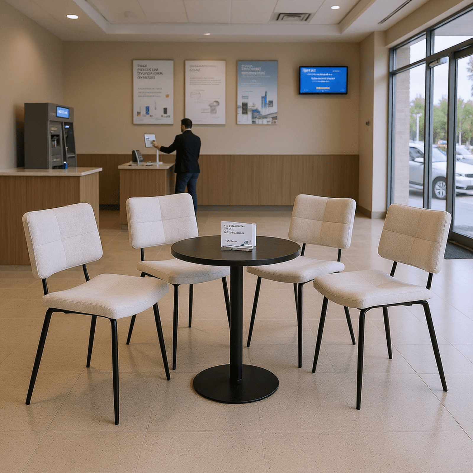 Homy Casa Set of 4 Upholstered Reception Chairs, Fabric Guest Chairs for Office, Salon, Clinic, Beige