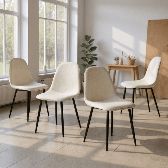 Homy Casa Set of 4 Modern Studio Chairs Upholstered Side Chairs with Ergonomic Curved Back and Durable Metal Legs for Creative Workspace Art Studio and Office