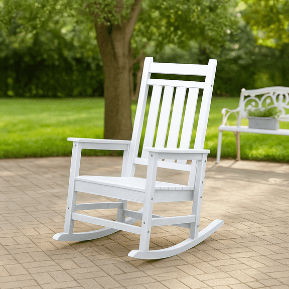 Homy Casa Rocking Chair for Relaxing Outdoor Patio & Garden, Ideal for Enjoying the Outdoors, White