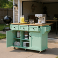 thumbnail image 1 of Homy Casa Rolling Garage Storage Cabinet with Drop-Leaf Worktop, Adjustable Shelves, Green, 1 of 8