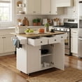 thumbnail image 1 of Homy Casa Rolling Kitchen Island Cart with Wood Top 3 Drawers & Cabinets, Mobile Storage for Kitchen, 1 of 9