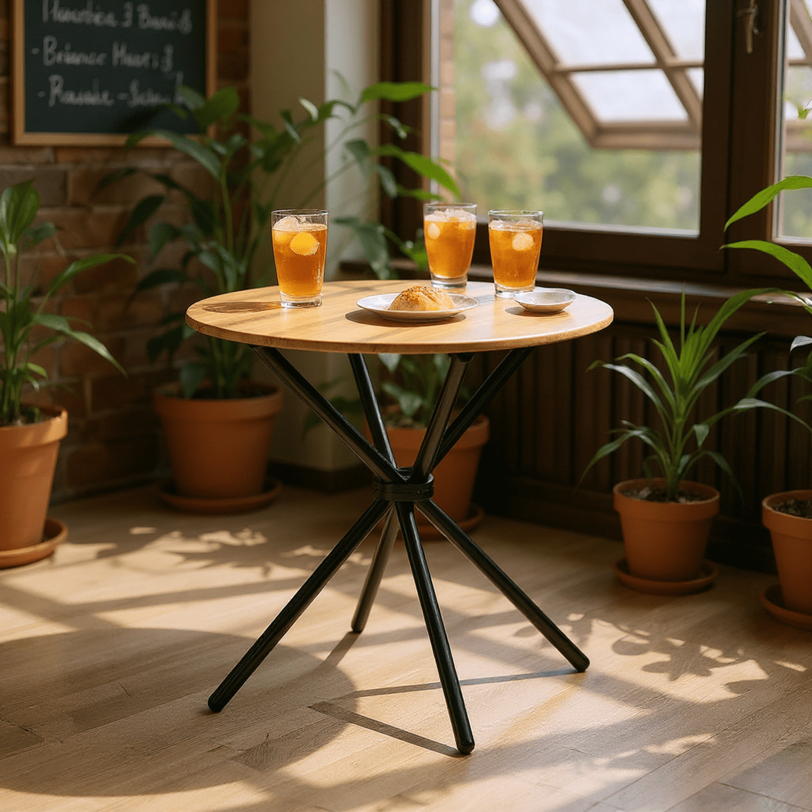 Homy Casa Round Bistro Table, Small Space Café & Balcony 31.5" Table for Kitchen, Patio, or Coffee Corner