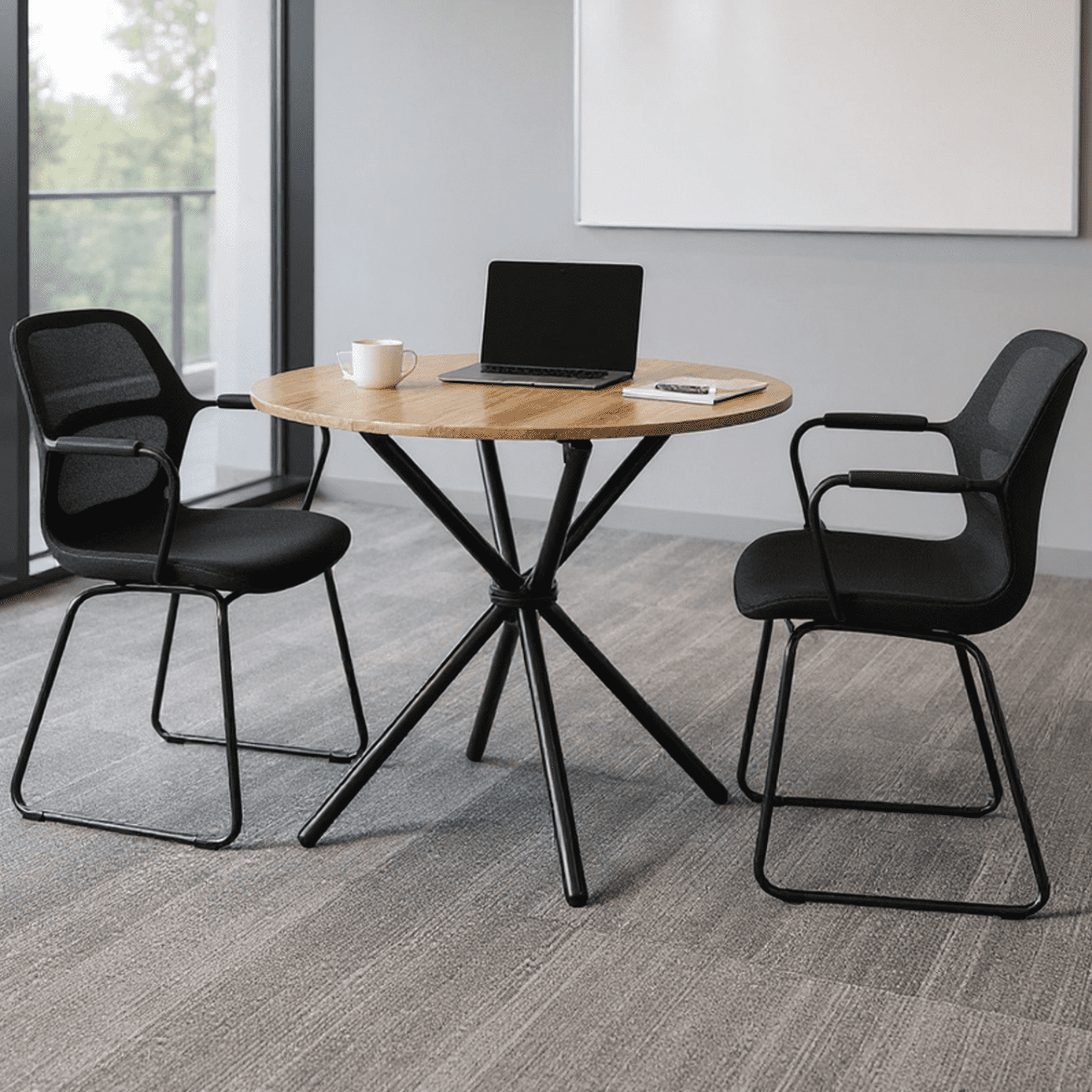 Homy Casa Round Conference Room Table, 31.5" Meeting & Training Table for Office, Breakout