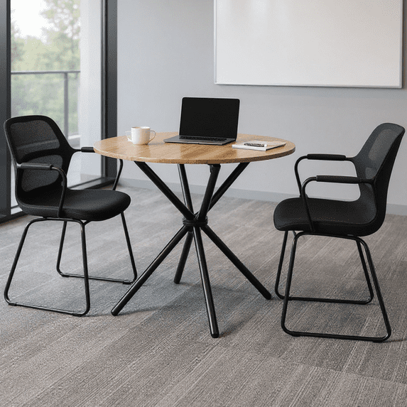 Homy Casa Round Conference Room Table, 31.5" Meeting & Training Table for Office, Breakout