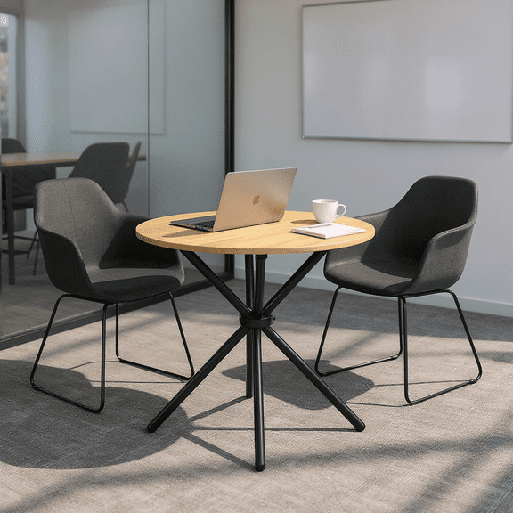 Homy Casa Round Conference Room Table, 31.5" Meeting & Training Table for Office, Breakout