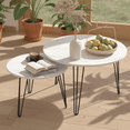 thumbnail image 1 of Homy Casa Round Nesting Coffee Table Set of 2, Faux Marble or Wood Look Top, Metal Legs, 1 of 8