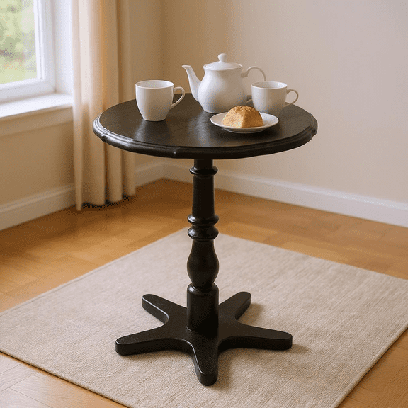 Homy Casa Round Pedestal Dining Table for Small Kitchen or Breakfast Nook, Black