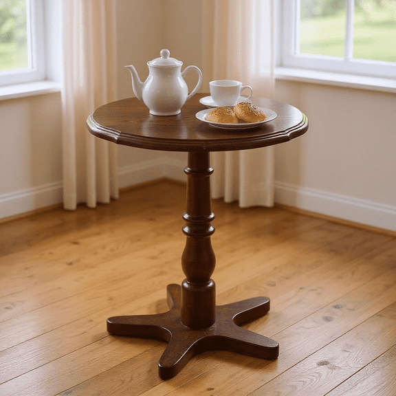 Homy Casa Round Pedestal Dining Table for Small Kitchen or Breakfast Nook, Walnut