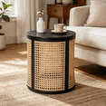thumbnail image 1 of Homy Casa Round Rattan Side Table, 15.7 in Black End Table with Removable Lid Storage, 1 of 6
