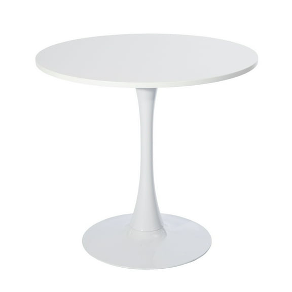 Homy Casa Round Writing Desk, 31.5 inch Sleek Modern Office Work Computer Pedestal Table Sturdy Tulip Base for Home Bedroom Small Spaces, White