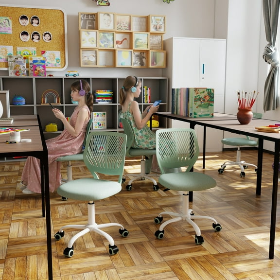 Homy Casa School Student Desk Chair Set of 2, Ergonomic Classroom Task Chairs, Sage Green