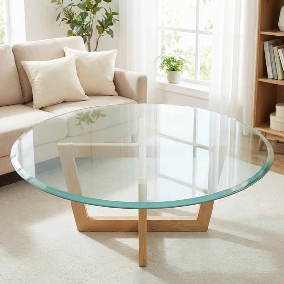 Homy Casa Seattle Series Tempered Glass Modern Round Tabletop Dining Table Top 32 Inch Clear