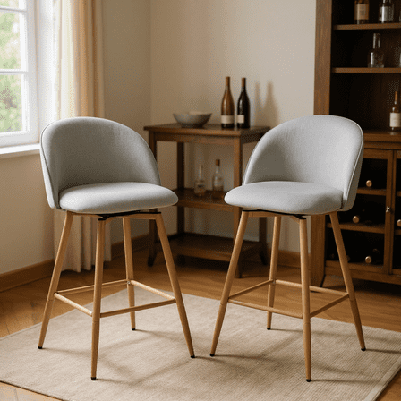 Homy Casa Set of 2 Modern Upholstered Counter Stools with 26 Inch Seat Ergonomic Back and Footrest for Living Room Bar Cart Home Bar Cabinet and Entertainment Lounge