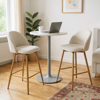 Homy Casa Set of 2 Upholstered Counter Height Bar Stools with 26 Inch Seat Ergonomic Back and Footrest for Rental Apartments Dorm Dining and Temporary Breakfast Setups