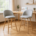 thumbnail image 1 of Homy Casa Set of 2 Upholstered Counter Height Stools with 26 Inch Seat Ergonomic Back and Footrest for Craft Room Workbench Sewing Table and Quilting Studio, 1 of 7
