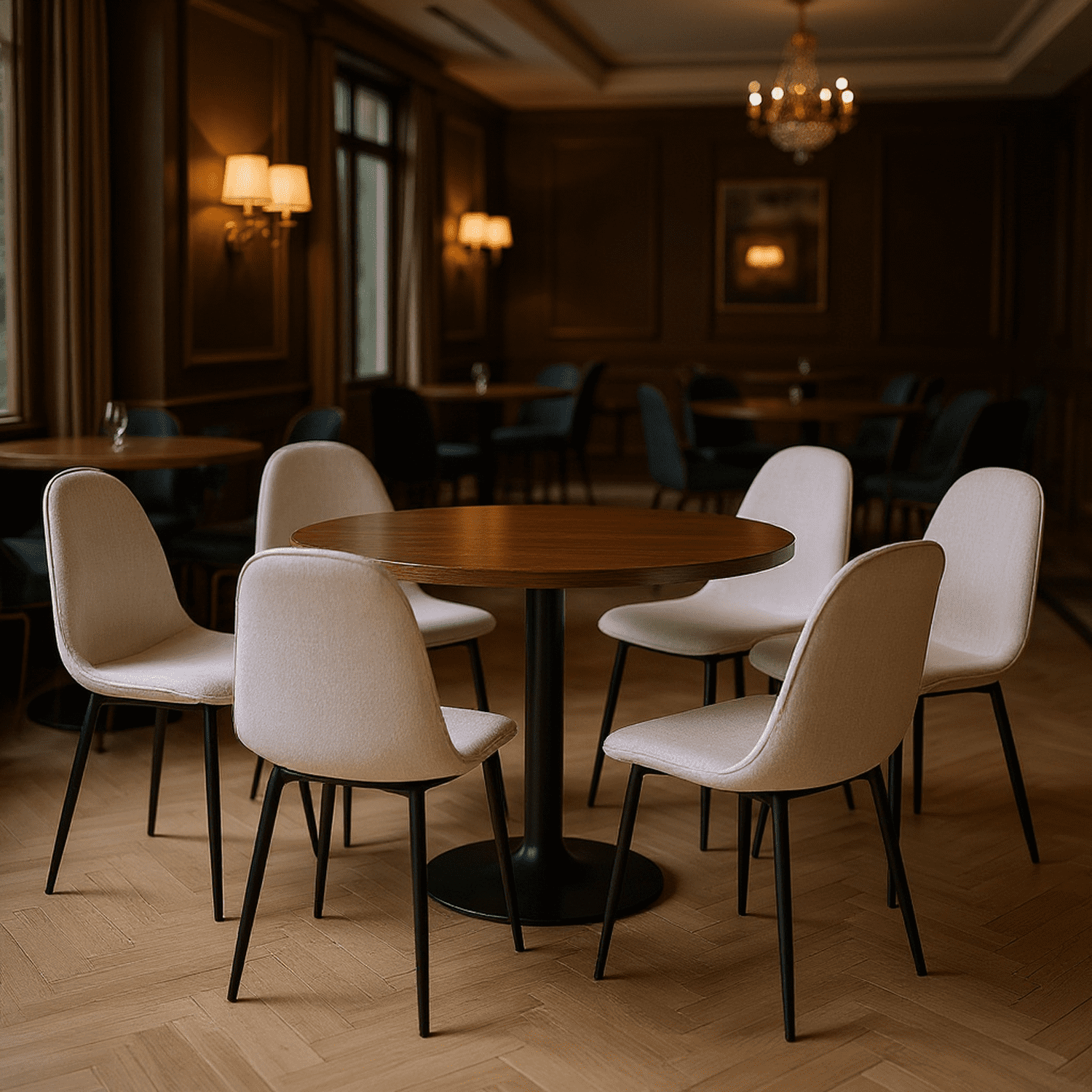 Homy Casa Set of 4 Dining Chairs Modern Upholstered Side Chairs with Ergonomic Curved Back and Durable Metal Legs for Hotel Restaurant Dining Room and Banquet Hall