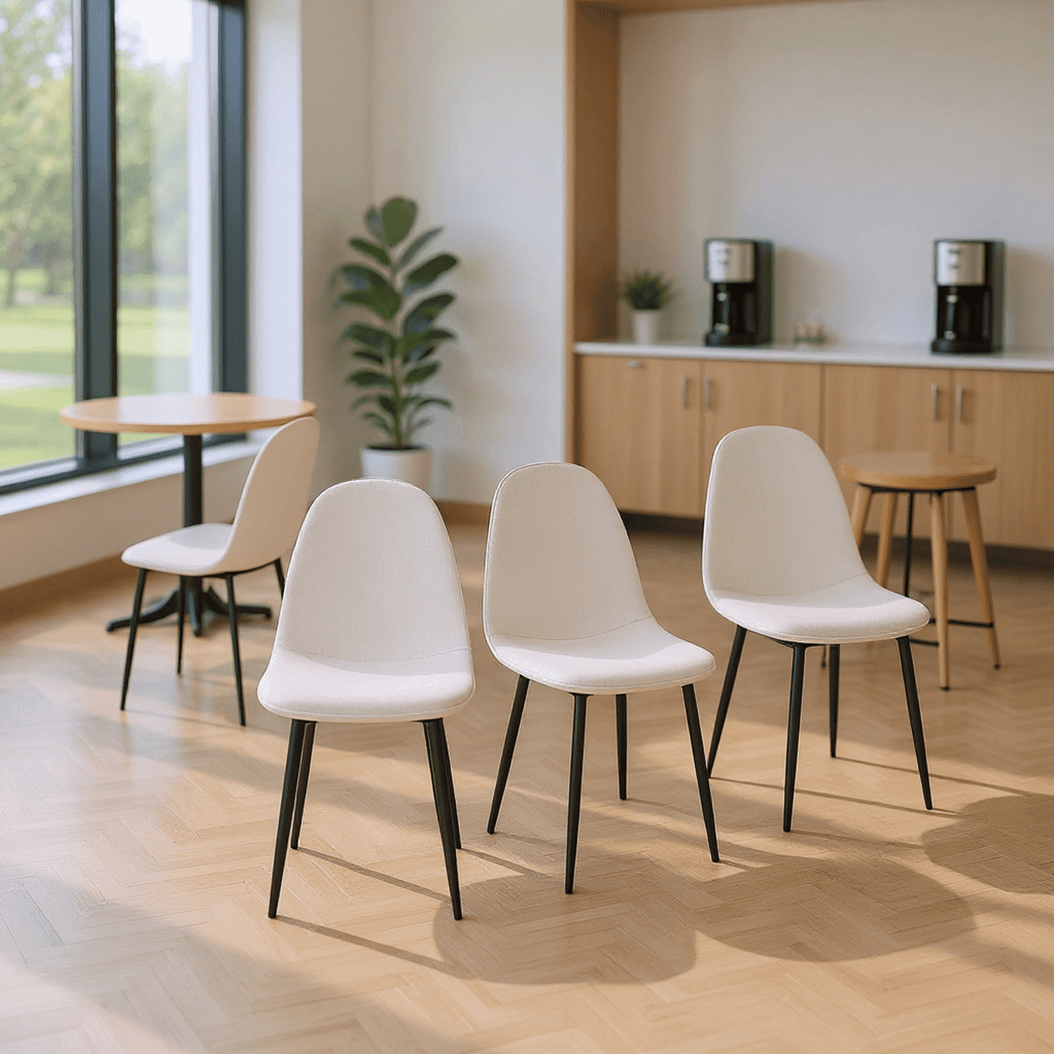 Homy Casa Set of 4 Dining Chairs Modern Upholstered Side Chairs with Ergonomic Curved Back and Sturdy Metal Legs for Office Cafeteria Dining Room and Kitchen