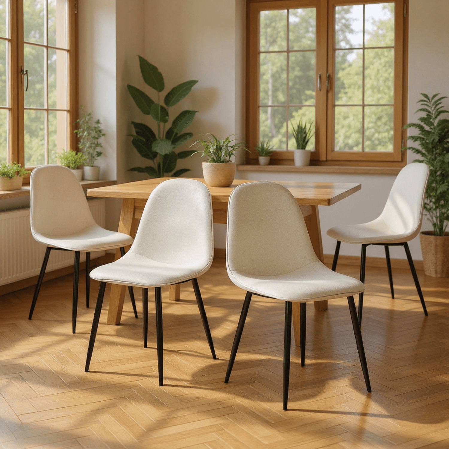 Homy Casa Set of 4 Eco-Friendly Dining Chairs Modern Upholstered Side Chairs with Ergonomic Curved Back and Durable Metal Legs for Dining Room Kitchen and Apartment