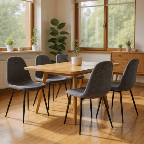 Homy Casa Set of 4 Eco-Friendly Dining Chairs Modern Upholstered Side Chairs with Ergonomic Curved Back and Sturdy Metal Legs for Sustainable Kitchen Dining Room and Apartment