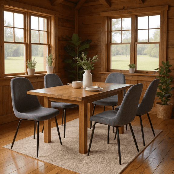 Homy Casa Set of 4 Farmhouse Dining Chairs Upholstered Side Chairs with Ergonomic Curved Back and Sturdy Metal Legs for Rustic Farm Kitchen Dining Room and Apartment