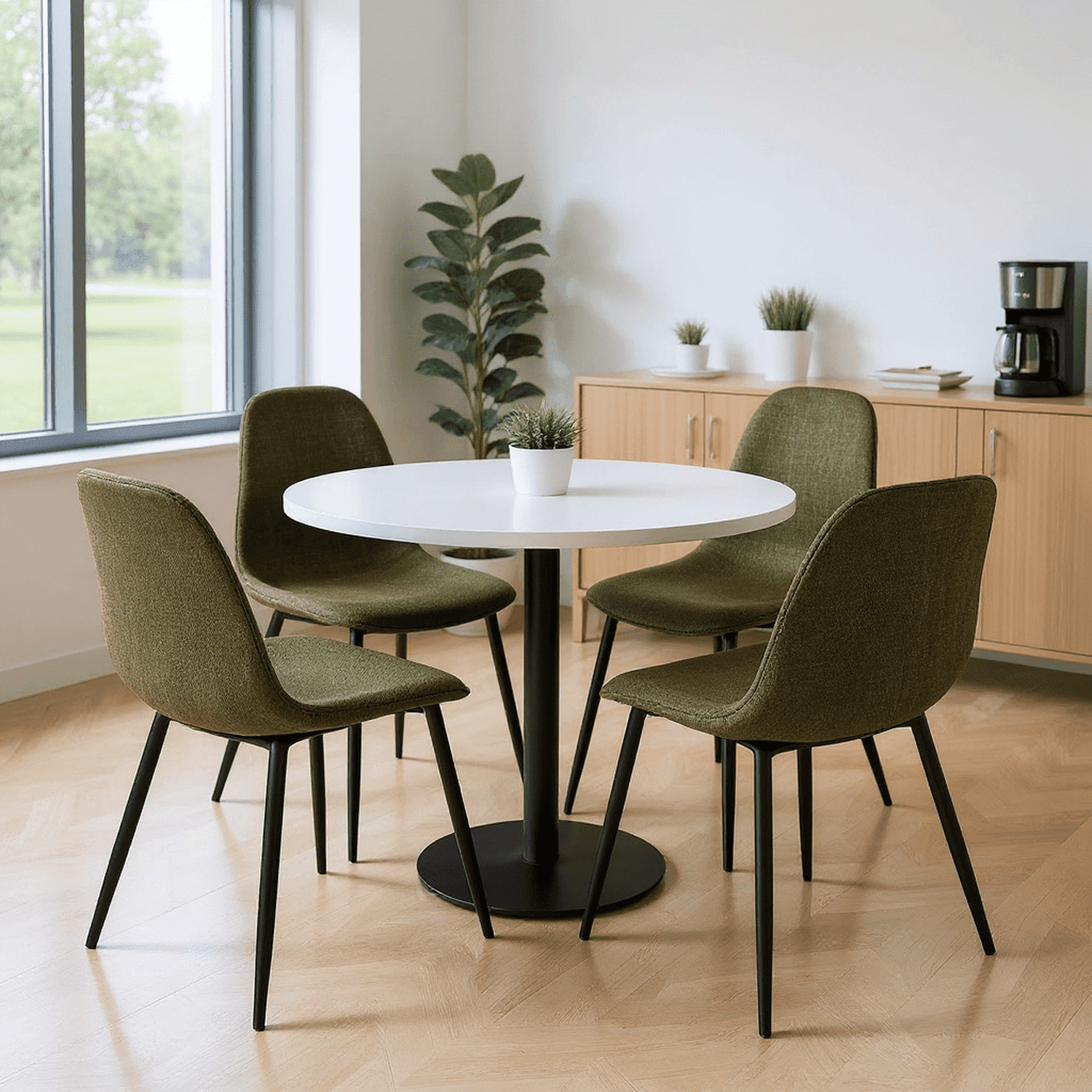 Homy Casa Set of 4 Modern Dining Chairs Upholstered Office Side Chairs with Ergonomic Curved Back and Metal Legs for Office Cafeteria Meeting Room and Lounge