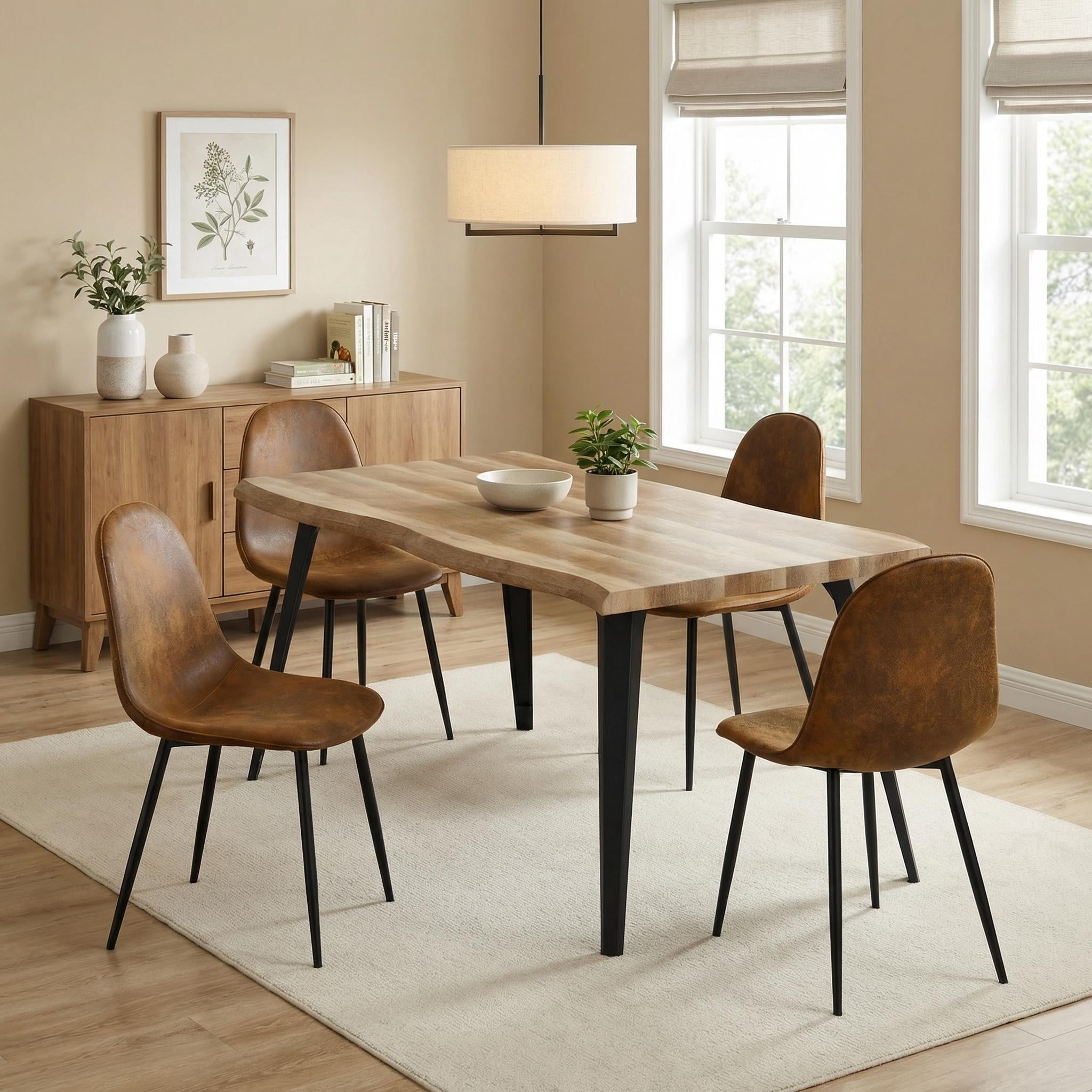 Homy Casa Set of 4 Modern Dining Chairs Upholstered Side Chairs with Ergonomic Curved Back and Durable Metal Legs for Office Cafeteria Break Room and Meeting Space