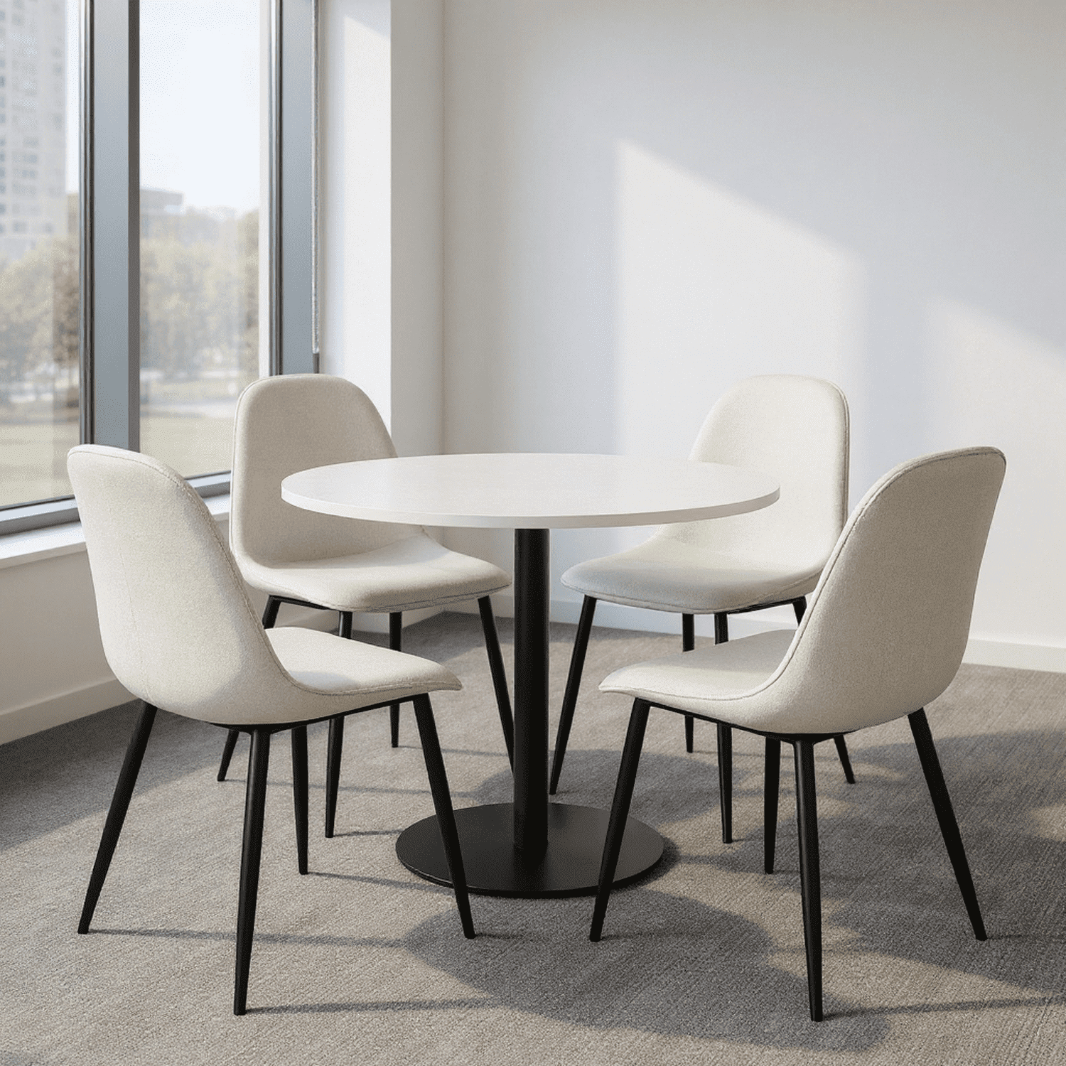 Homy Casa Set of 4 Modern Dining Chairs Upholstered Side Chairs with Ergonomic Curved Back and Durable Metal Legs for Office Cafeteria Meeting Room and Lounge
