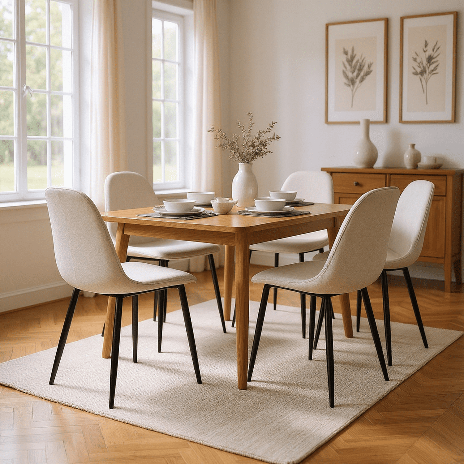 Homy Casa Set of 4 Modern Dining Chairs Upholstered Side Chairs with Ergonomic Curved Back and Metal Legs for Family Dining Room Kitchen and Apartment Gatherings