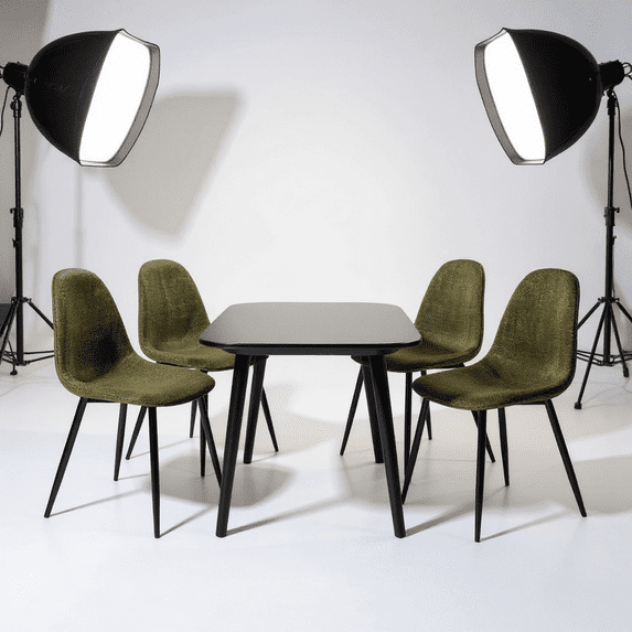 Homy Casa Set of 4 Modern Dining Chairs Upholstered Side Chairs with Ergonomic Curved Back and Metal Legs for Photography Studio Dining Area Lounge and Office