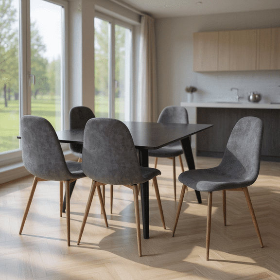 Homy Casa Set of 4 Modern Dining Chairs Upholstered Side Chairs with Ergonomic Curved Back and Sturdy Metal Legs for Contemporary Home Dining Room Kitchen and Apartment