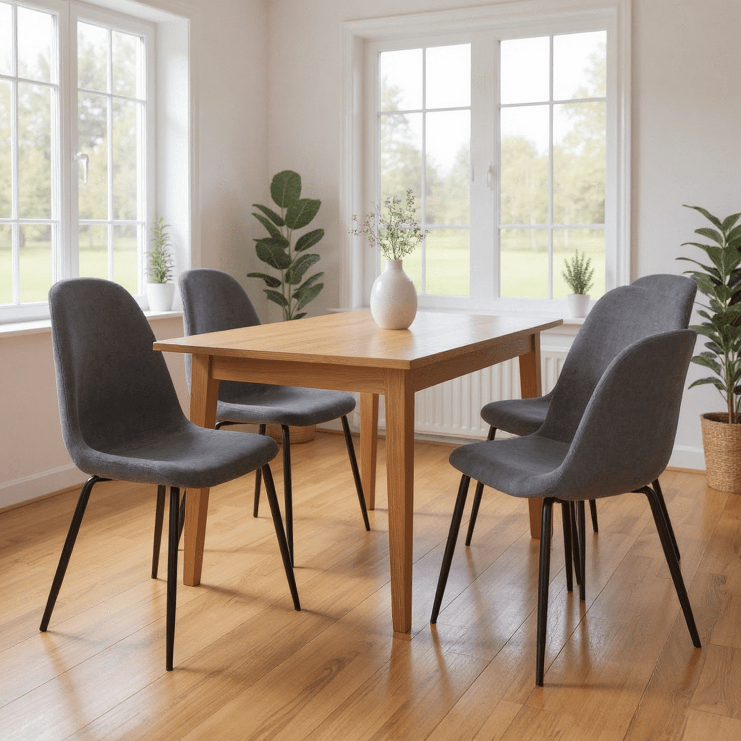Homy Casa Set of 4 Modern Dining Chairs Upholstered Side Chairs with Ergonomic Curved Back and Sturdy Metal Legs for Family Dining Room Kitchen and Apartment